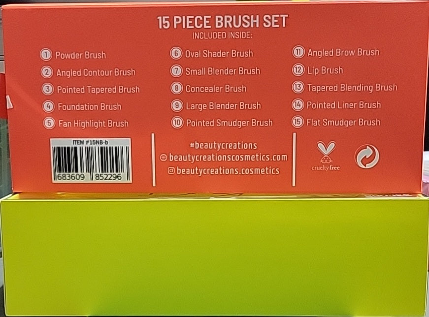 Beauty Creations neon brush set of 15 pcs.