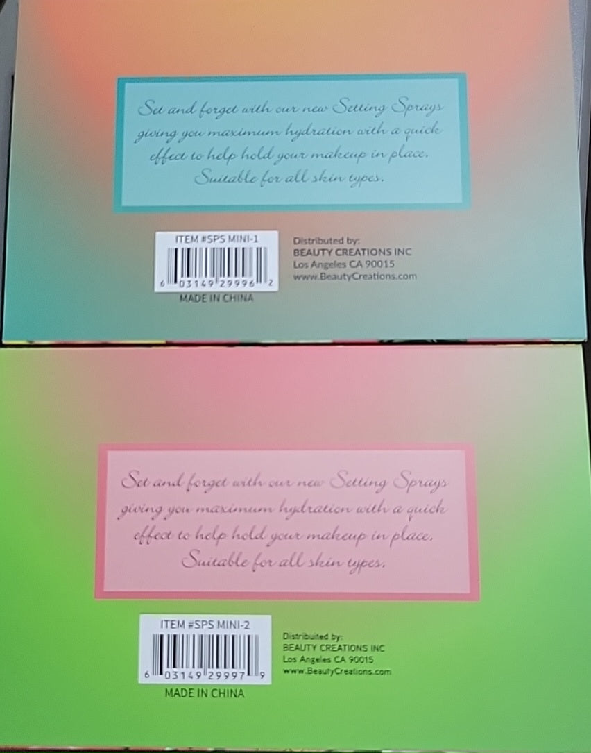 Beauty Creations Set of 4 setting spray minis.