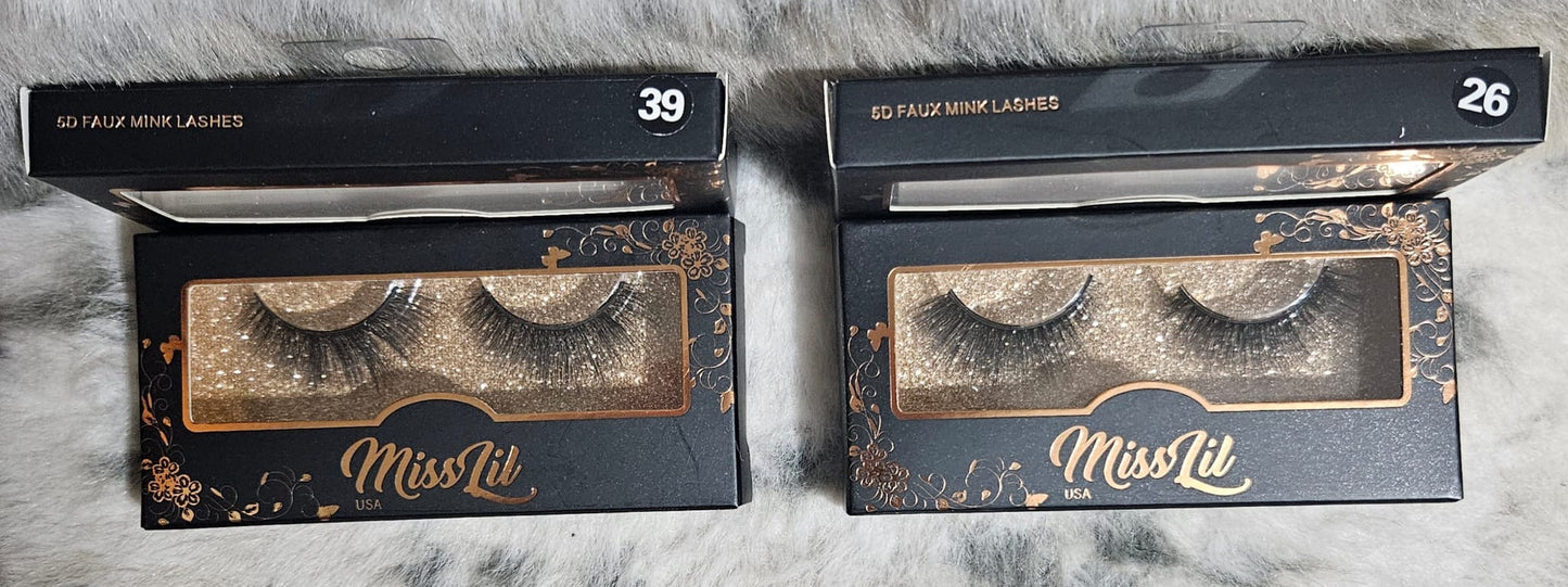 Miss Lil 5D faux mink lashes 1 piece #26 and 1 piece #39