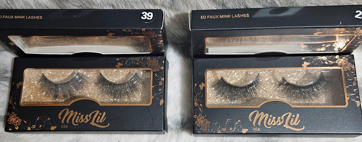 Miss Lil 5D faux mink lashes 1 piece #26 and 1 piece #39