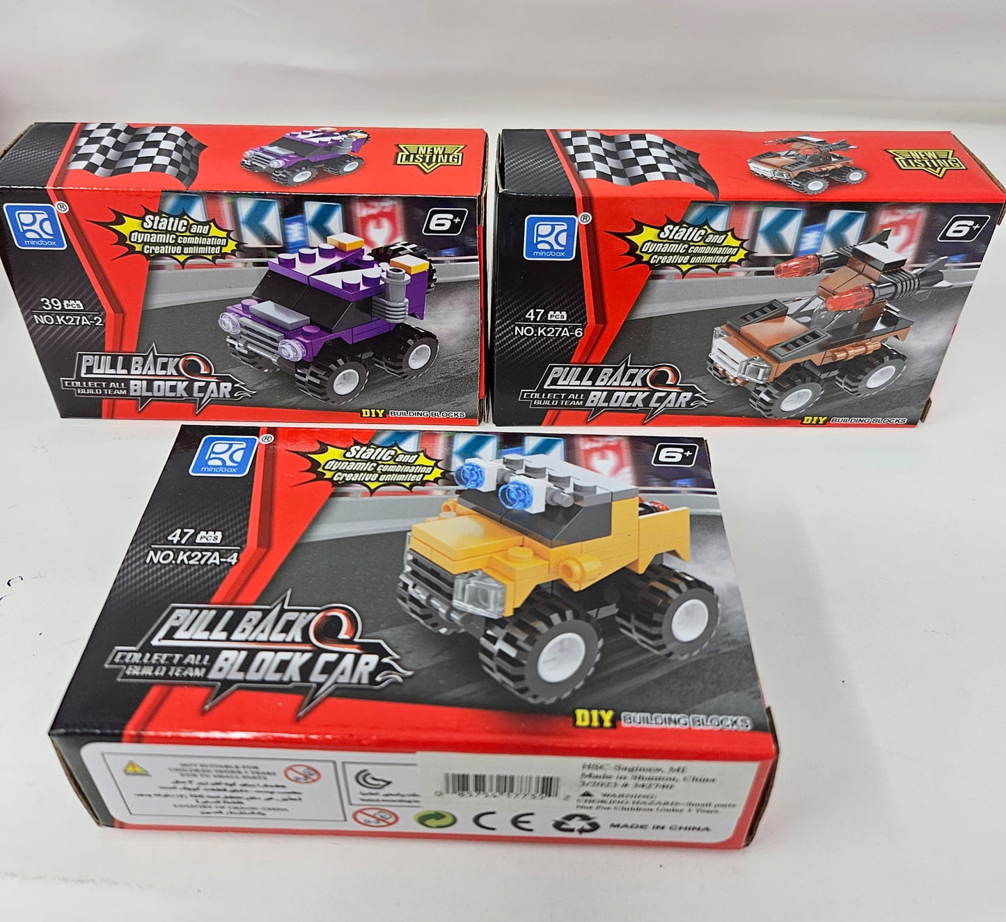 Pull back block car set of 6.