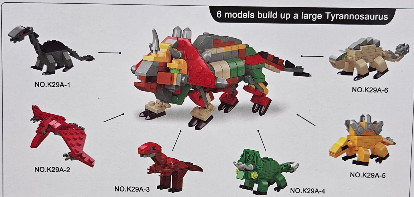 Dinosaur mini brick set of 6