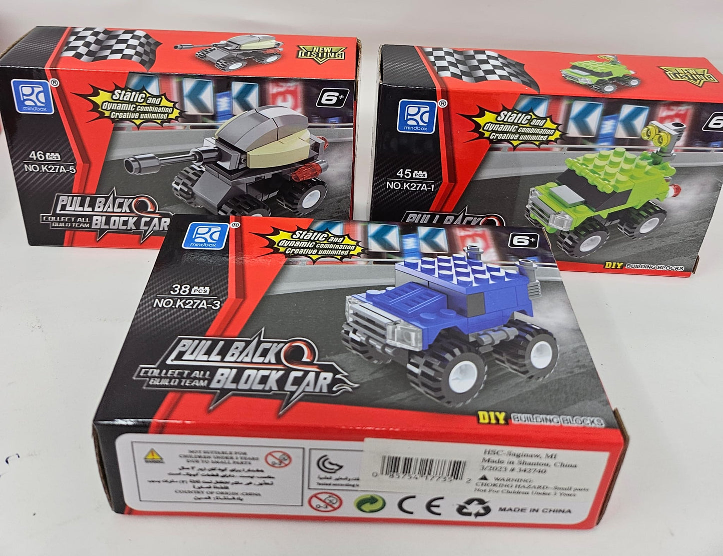 Pull back block car set of 6.