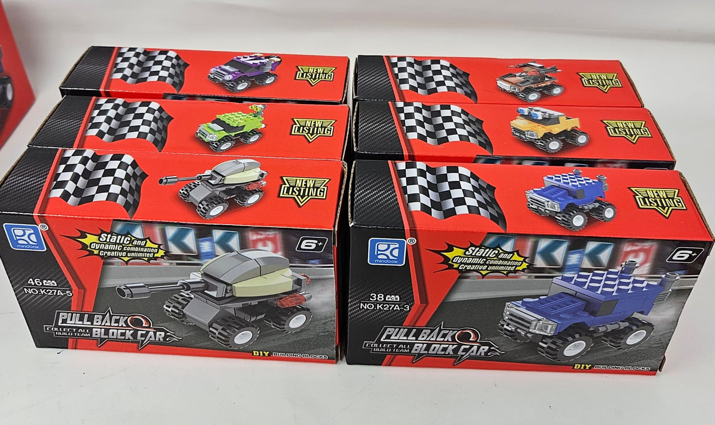 Pull back block car set of 6.