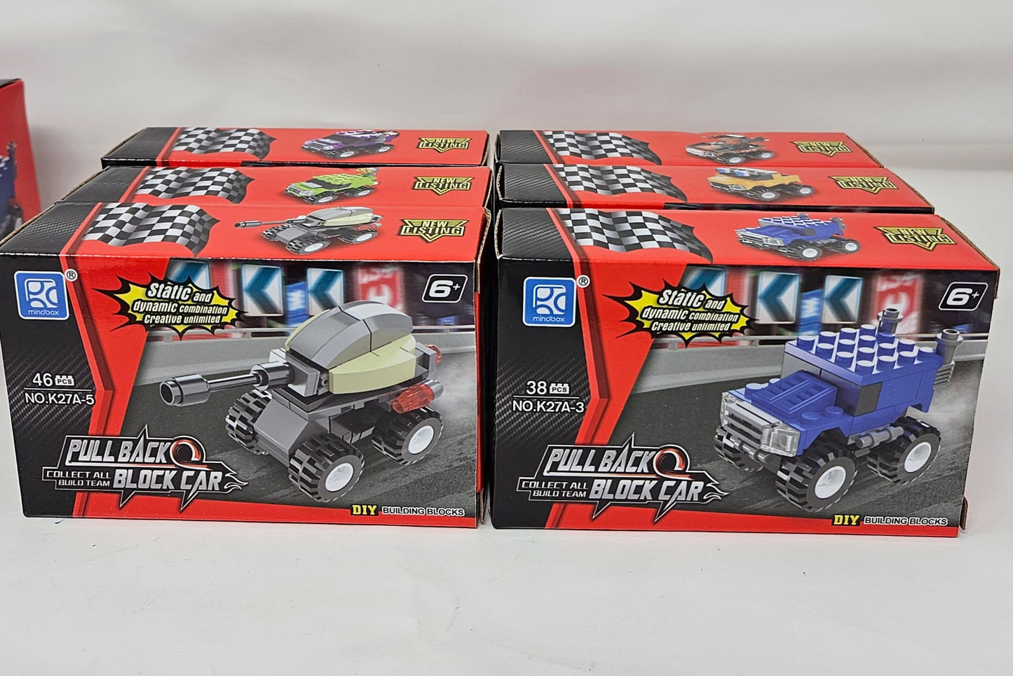 Pull back block car set of 6.