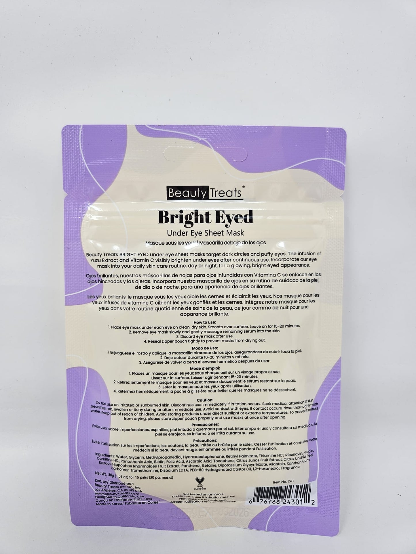 Beauty treats under eye sheet mask set of 2